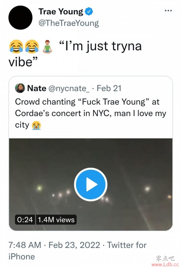 纽约球迷演唱会上喊“法克吹杨” 特雷-杨:??我只是气氛组组长